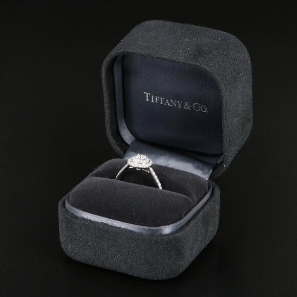 Tiffany & Co. Platinum Soleste Double Halo Diamond Ring - Picture 2 of 12